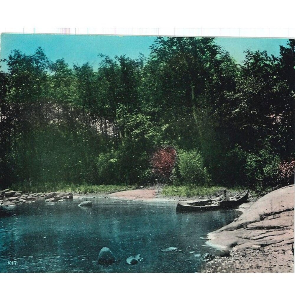 Vintage Calendar Print Canoe on the Lake 4x5